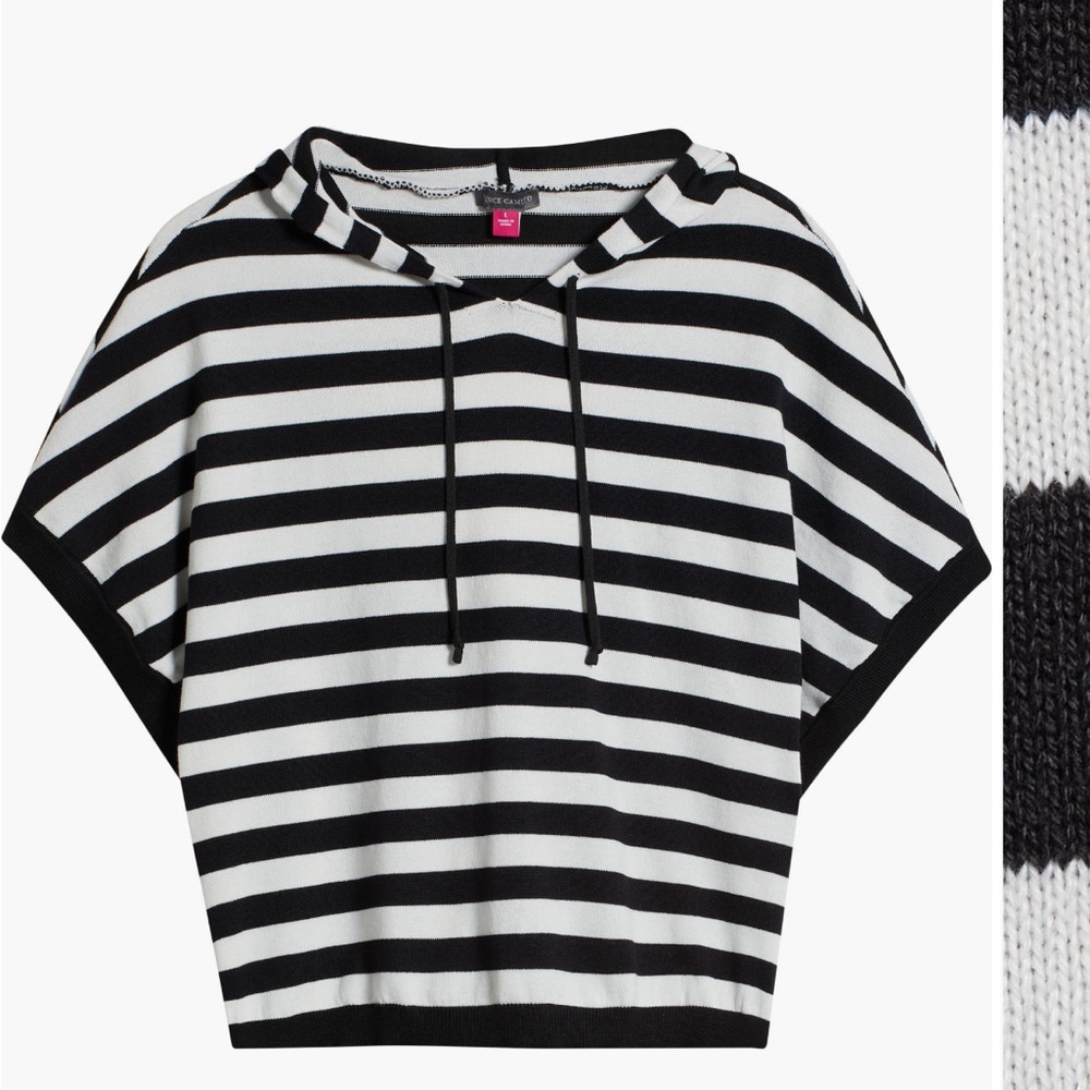 Vince Camuto Hooded Striped Short Sleeve